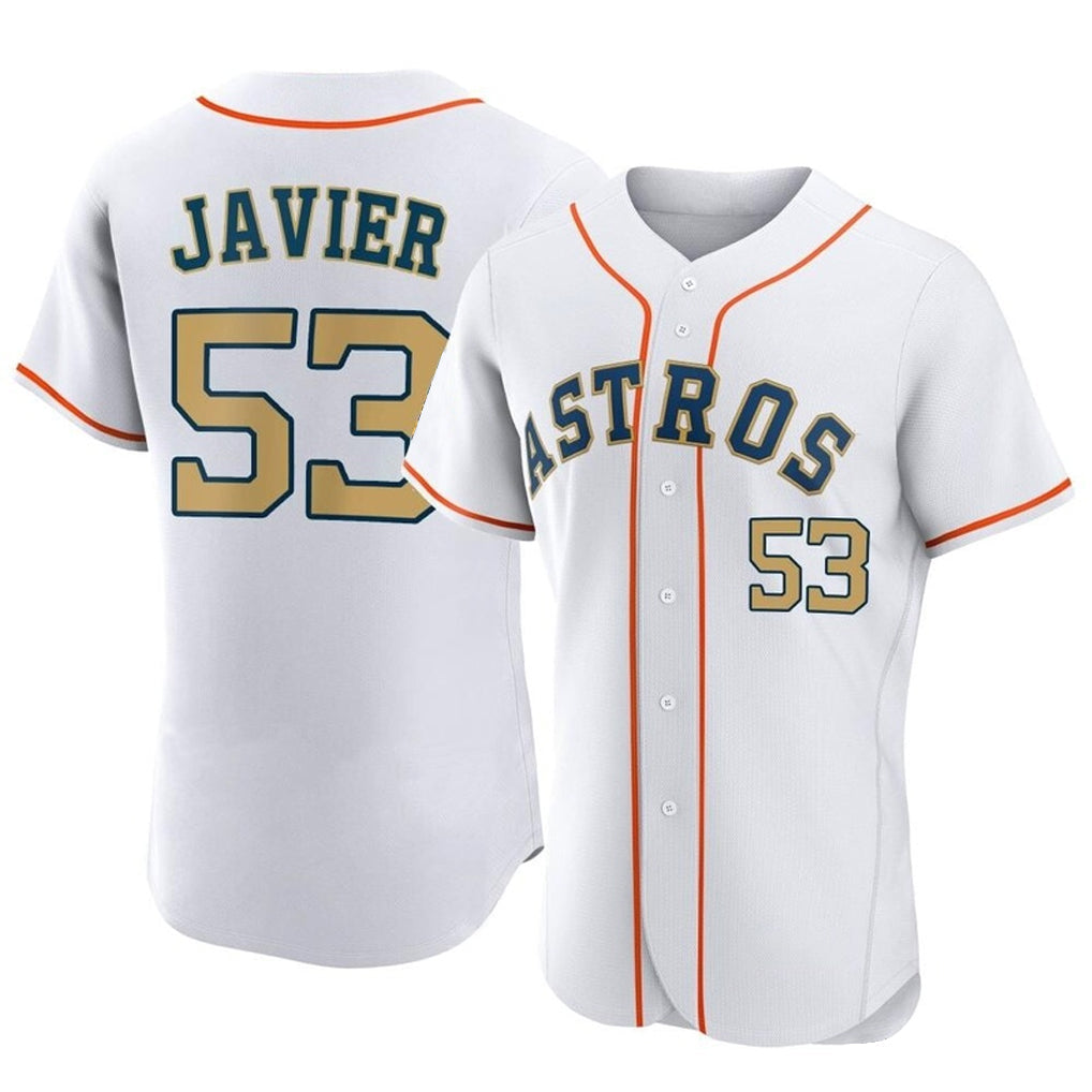 harde H.Astros #53 Cristian Javier Player Gold Collection Limited Elite Home Stitched Jerseys