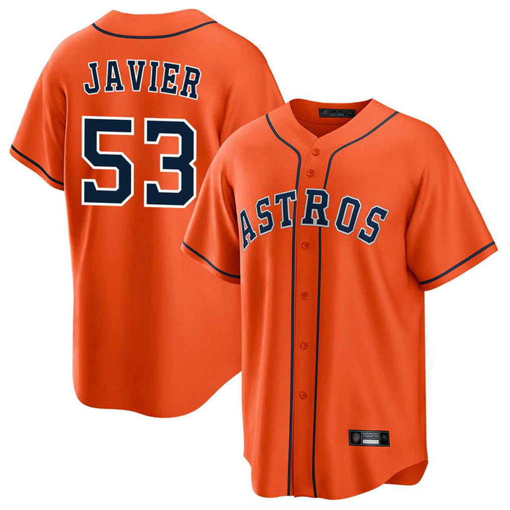 harde H.Astros #53 Cristian Javier Player Orange Home Game Stitched Jerseys