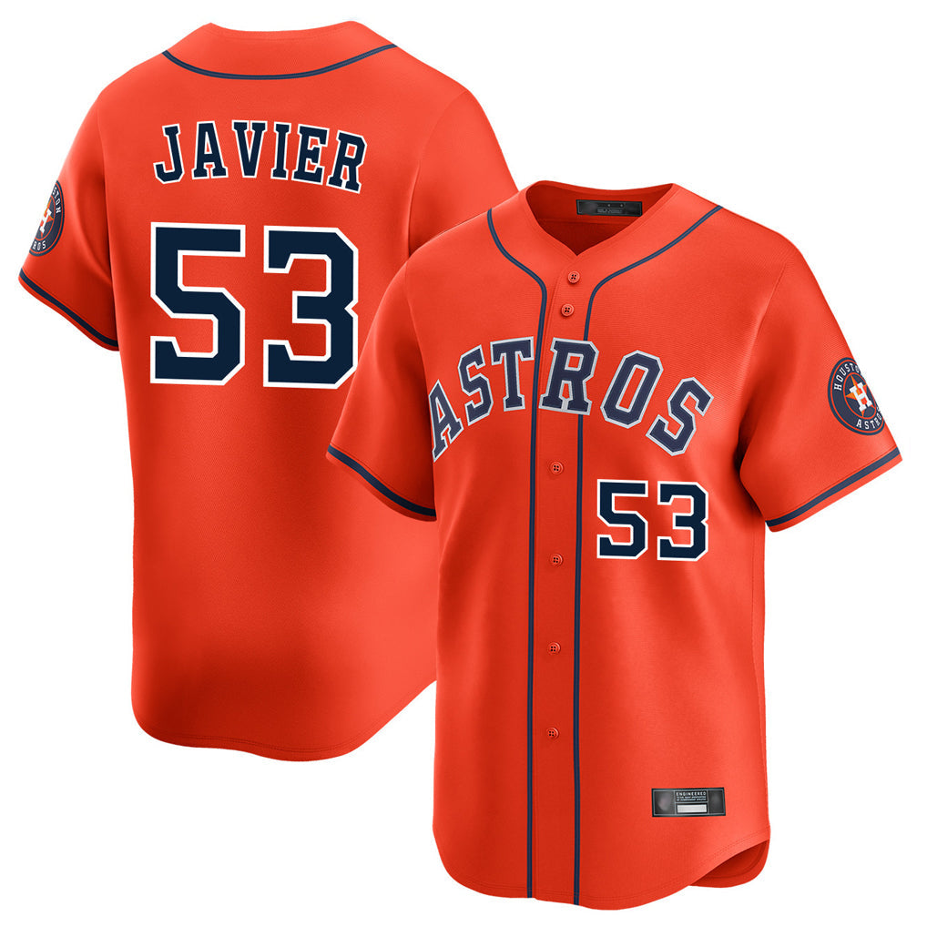 harde H.Astros #53 Cristian Javier Player Orange Home Limited Stitched Jerseys