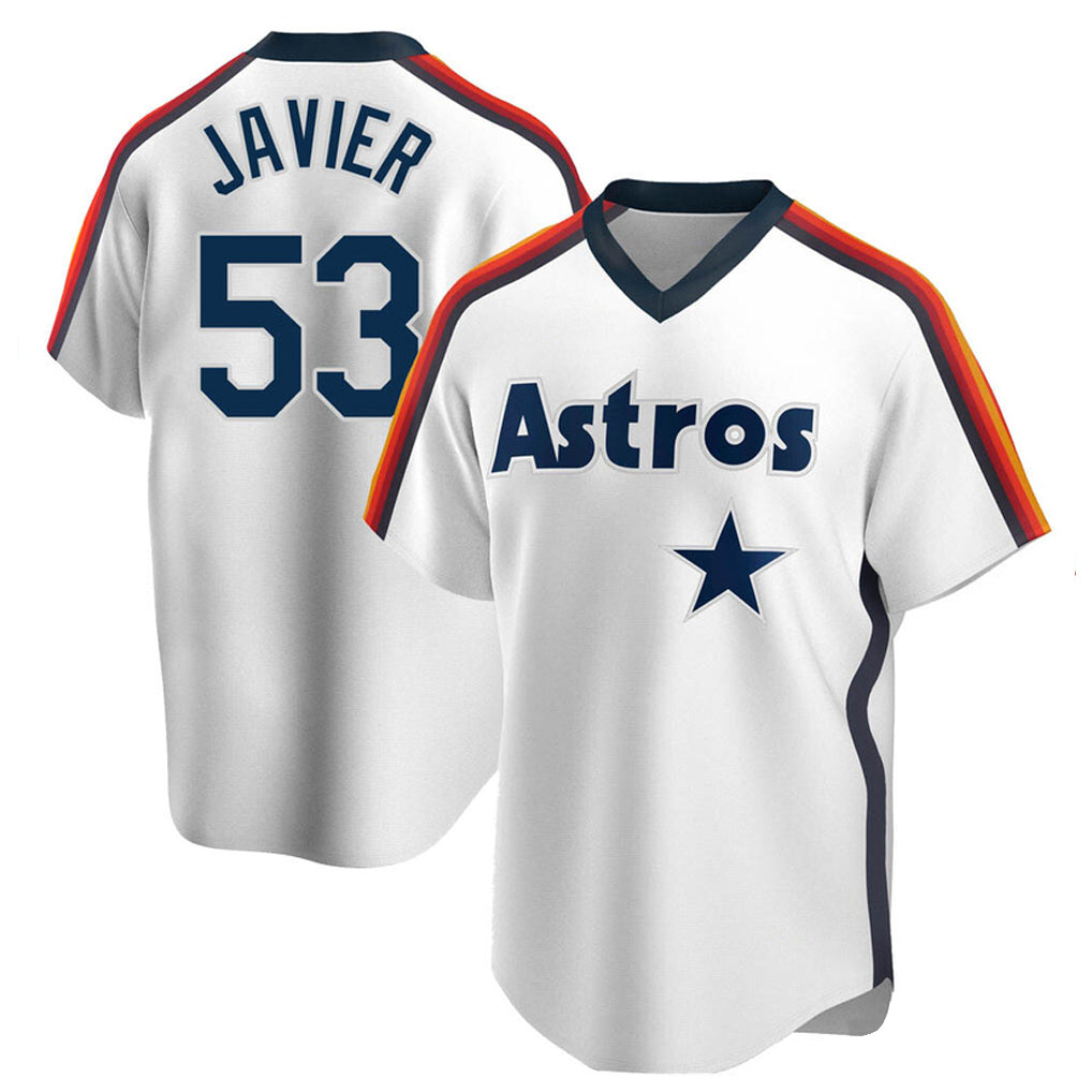 harde H.Astros #53 Cristian Javier Player White Cooperstown Collection T-shirt Stitched Jerseys