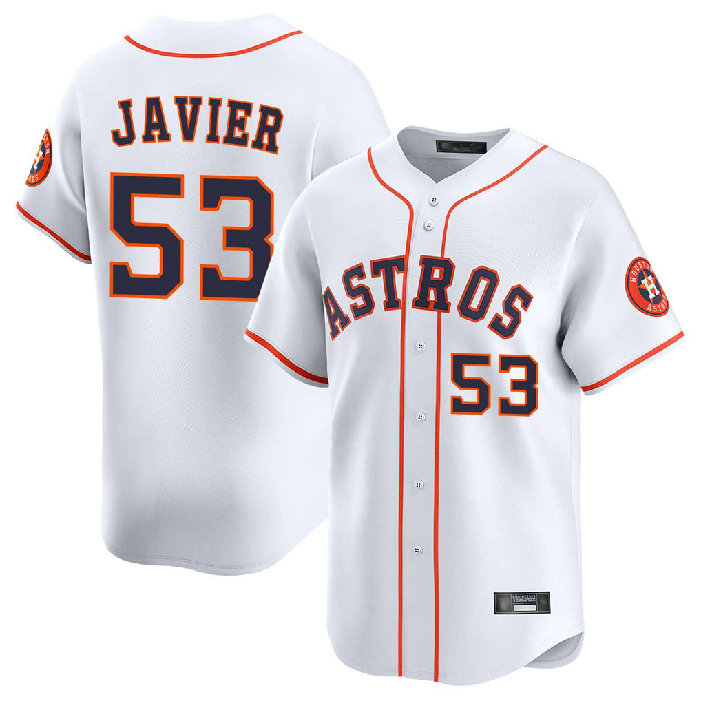 harde H.Astros #53 Cristian Javier Player White Home Limited Stitched Jerseys