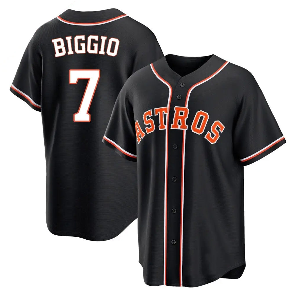 harde H.Astros #7 Craig Biggio Player Black Fashion Out Home Game Stitched Jerseys