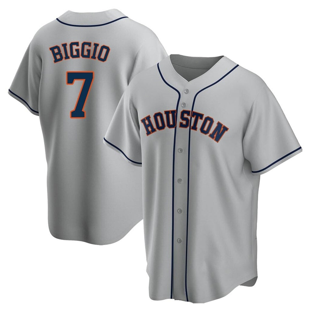 harde H.Astros #7 Craig Biggio Player Gray Home Game Stitched Jerseys