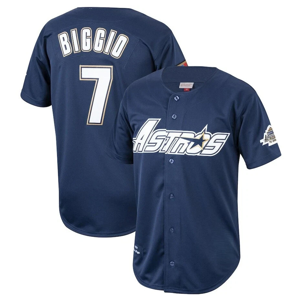 harde H.Astros #7 Craig Biggio Player Navy Mitchell & Ness Cooperstown Collection 1994 Limited Stitched Jerseys