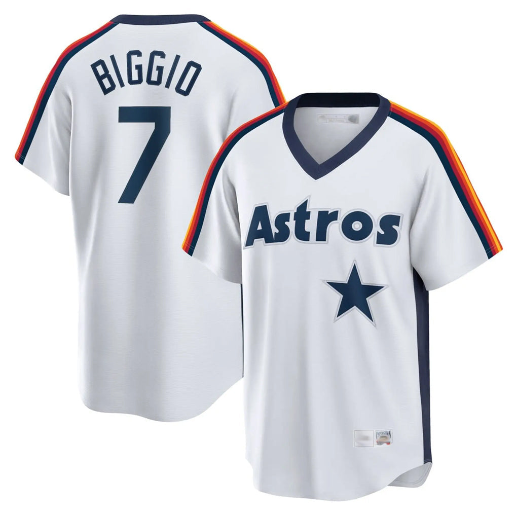 harde H.Astros #7 Craig Biggio Player White Cooperstown Collection T-shirt Stitched Jerseys