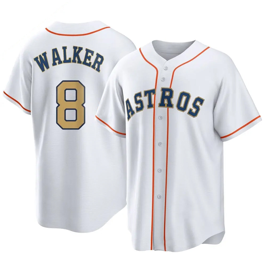 harde H.Astros #8 Christian Walker Player Gold Collection Game Home Stitched Jerseys