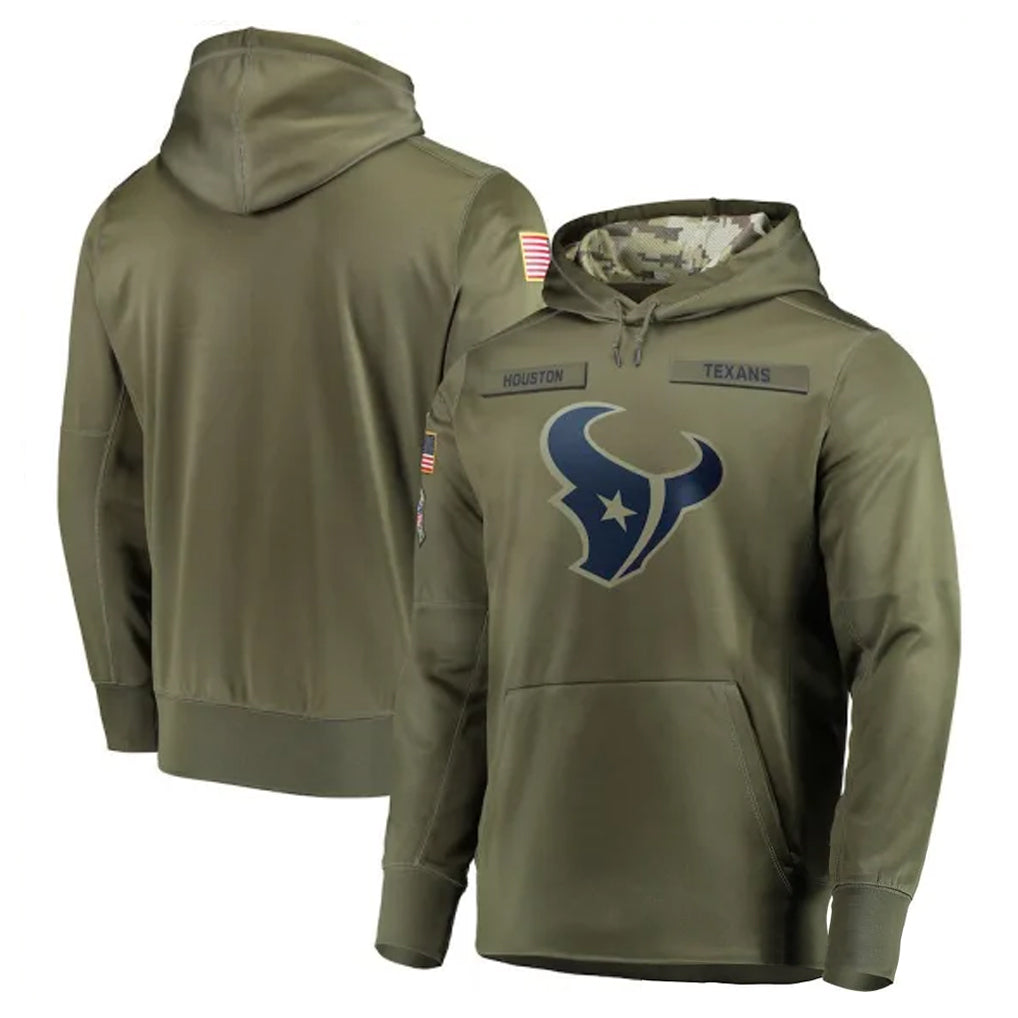 harde H.Texans Olive Salute to Service Pullover Hoodies Home Game Blank Player Stitched Jerseys