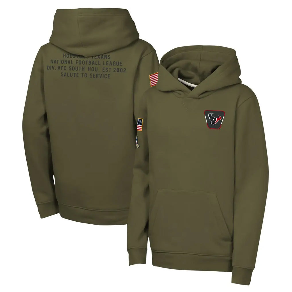 harde H.Texans Olive Salute to Service Pullover Hoodies Limited Blank Player Stitched Jerseys