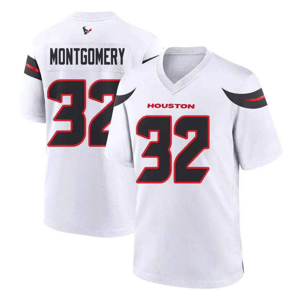 harde H.Texans #32 David Montgomery Player White Home Game Stitched Jerseys
