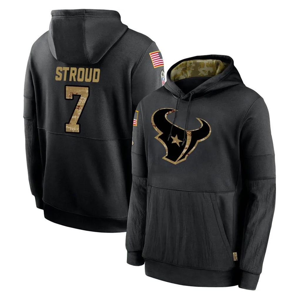 harde H.Texans #7 CJ Stroud Player Black Salute to Service Hoodies Limited Game Stitched Jerseys