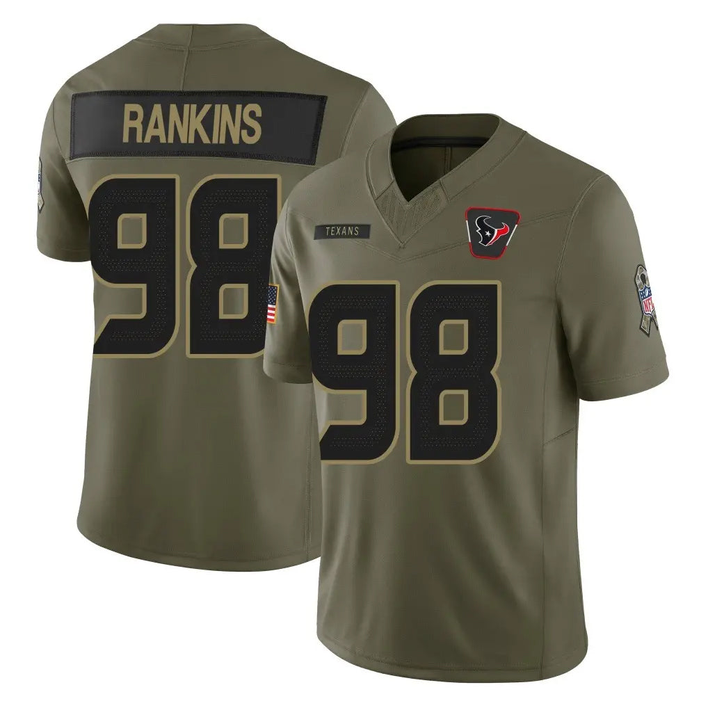 harde H.Texans #98 Sheldon Rankins Player Olive 2025 Salute To Service Limited Game Stitched Jerseys