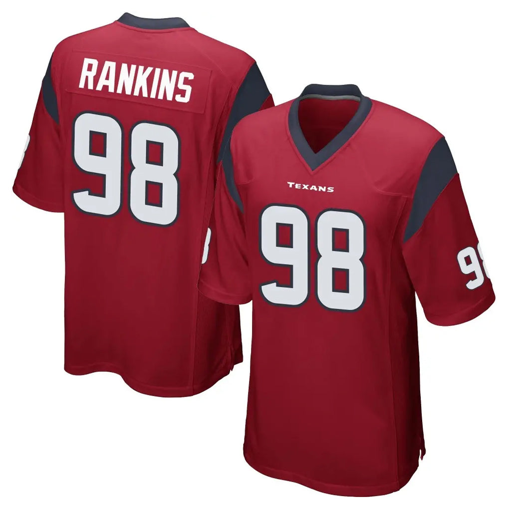 harde H.Texans #98 Sheldon Rankins Player Red Home Game Stitched Jerseys