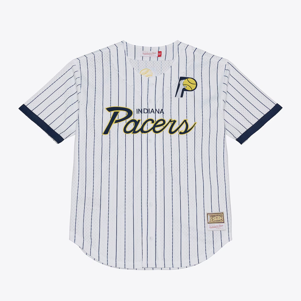 harde I.Pacers Mitchell & Ness White Head Coach Pinstripe Mesh Full-Button Baseball Jerseys