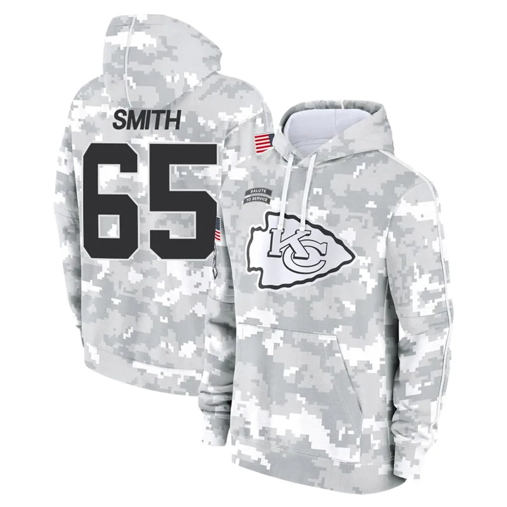 harde KC.Chiefs #65 Trey Smith Player Arctic Camo Salute to Service Hoodies Limited Game Stitched Jerseys