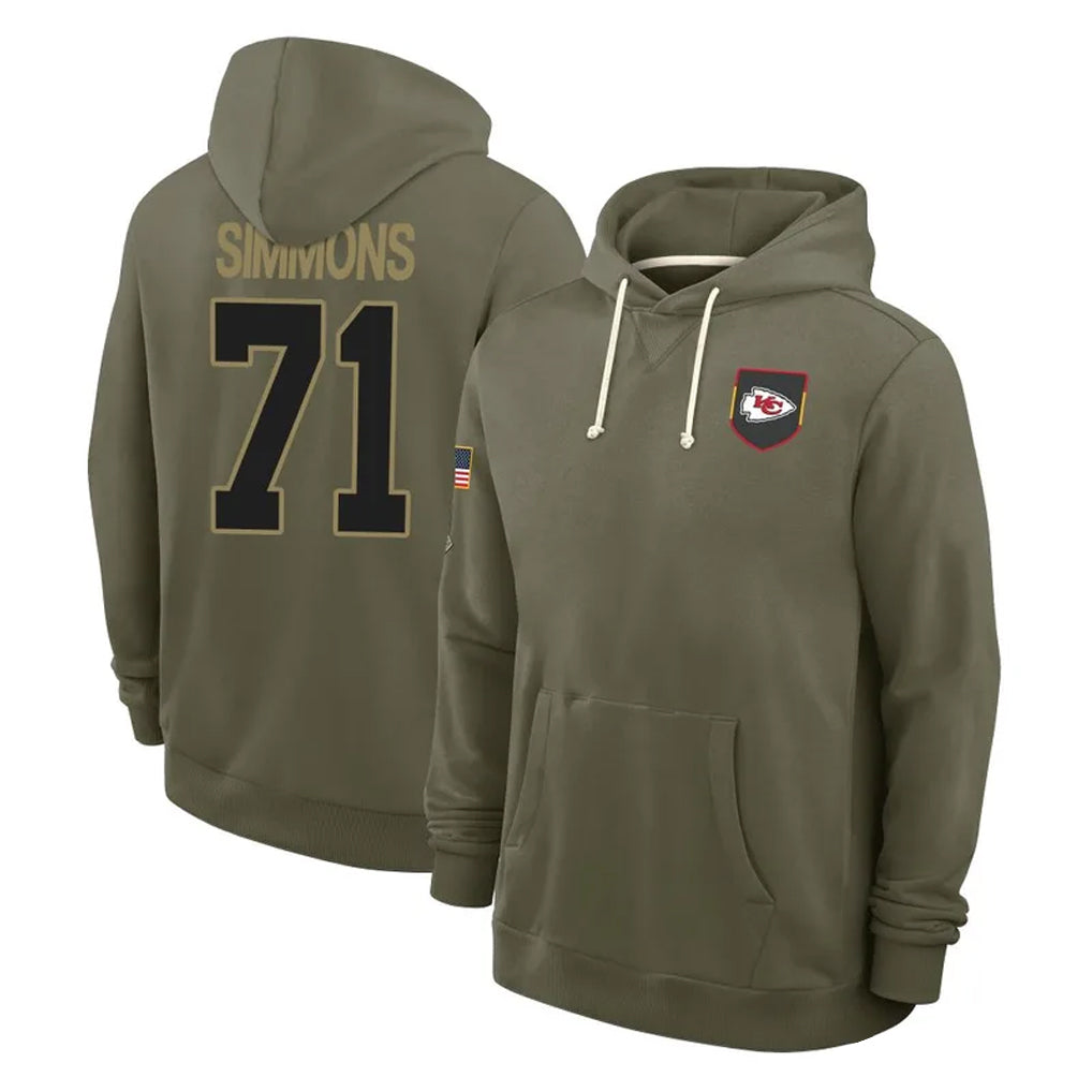 harde KC.Chiefs #71 Josh Simmons Player Olive Salute to Service Pullover Hoodies Limited Stitched Jerseys