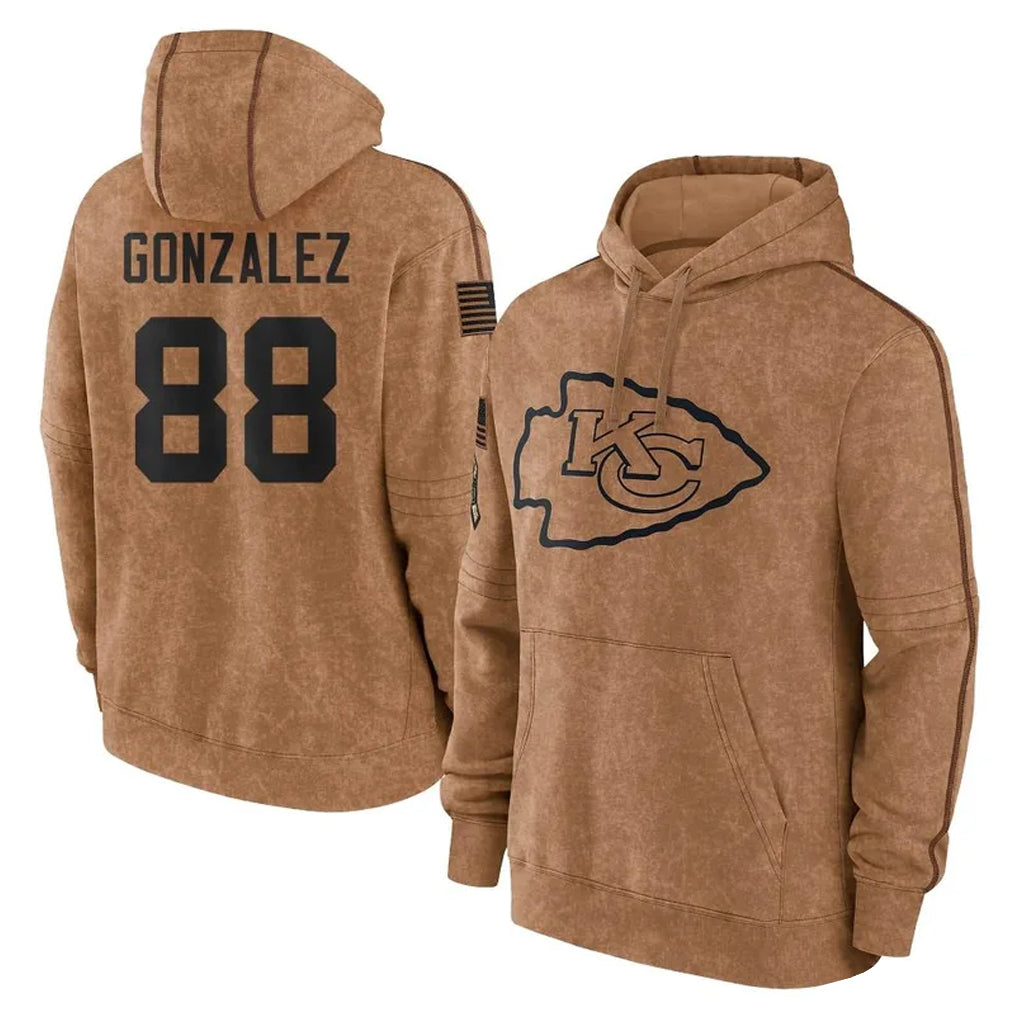 harde KC.Chiefs #88 Tony Gonzalez Player Brown Salute to Service Hoodies Limited Game Stitched Jerseys
