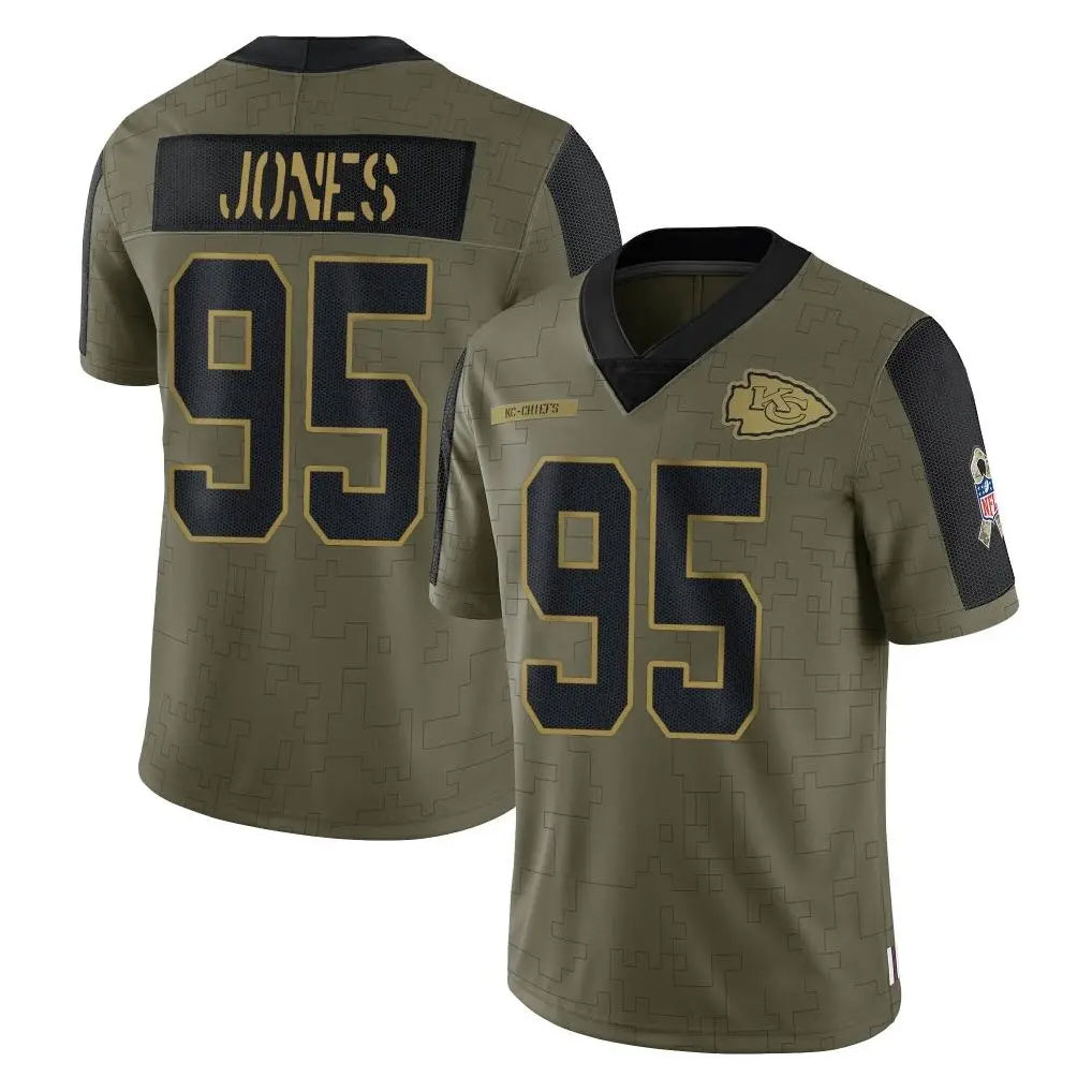 harde KC.Chiefs #95 Chris Jones Player Olive Salute To Service Limited Game Stitched Jerseys