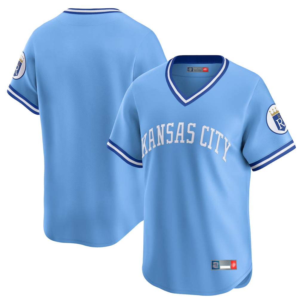 harde KC.Royals Light Blue Limited Throwback Cooperstown Collection Blank Player T-shirt Stitched Jerseys
