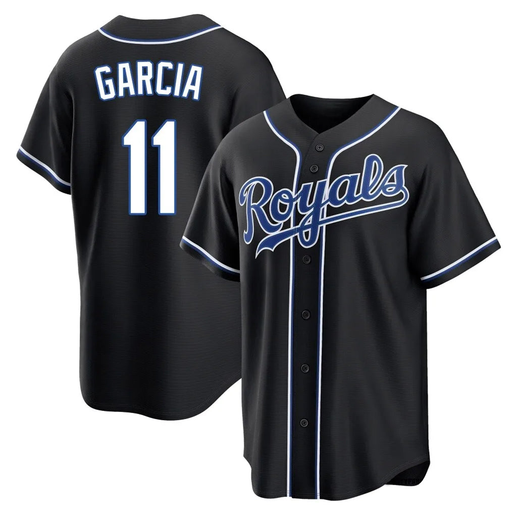 harde KC.Royals #11 Maikel Garcia Player Black Carbon Fashion Home Game Stitched Jerseys