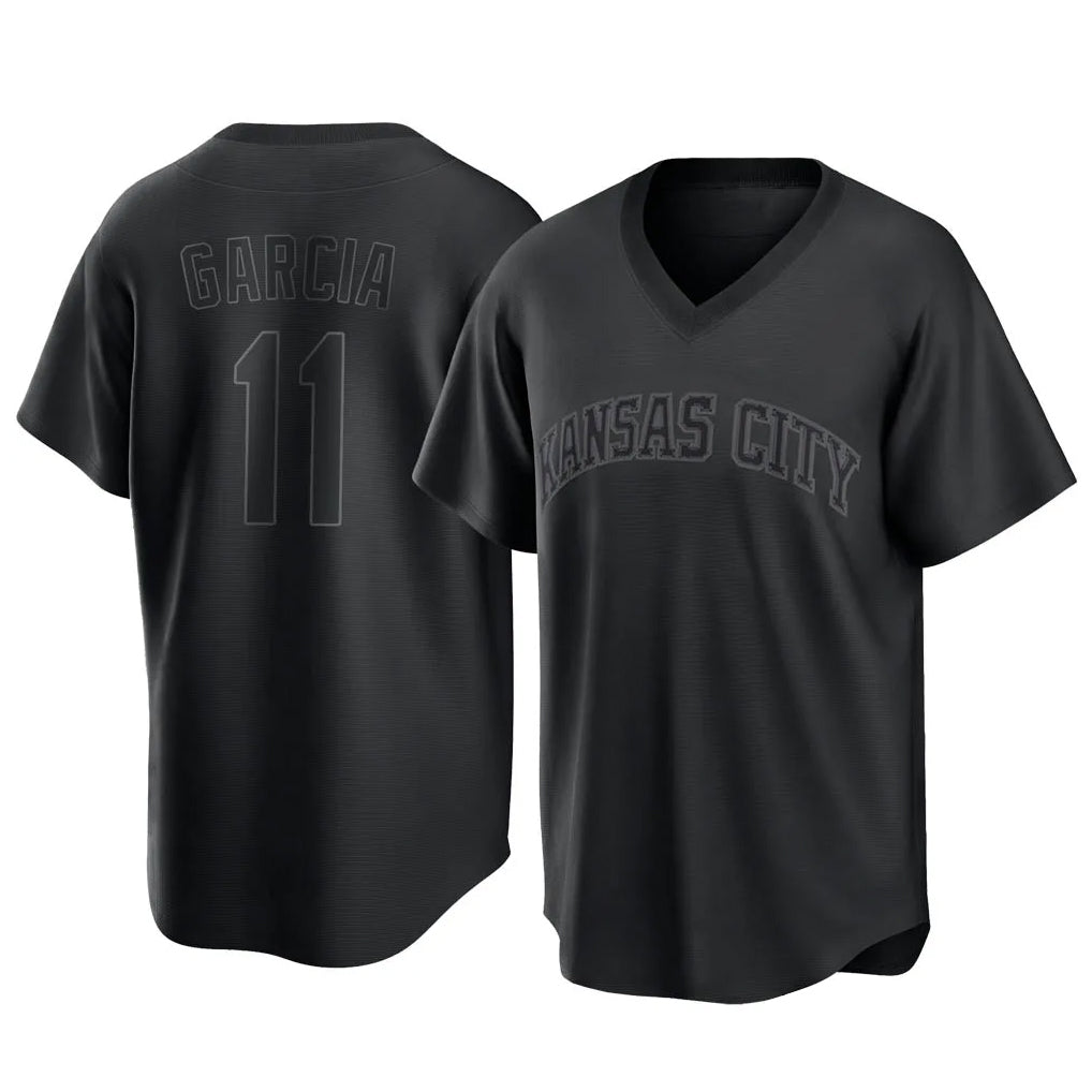 harde KC.Royals #11 Maikel Garcia Player Black Fashion Game Stitched Jerseys