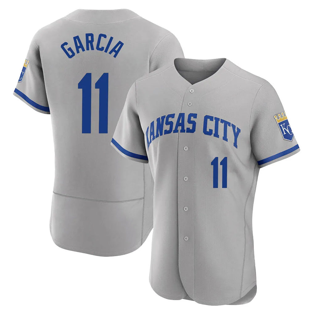 harde KC.Royals #11 Maikel Garcia Player Gray Limited Elite Home Game Stitched Jerseys
