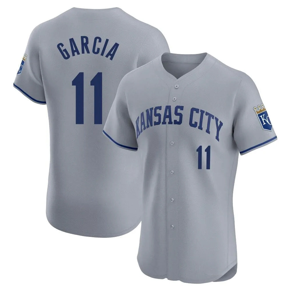 harde KC.Royals #11 Maikel Garcia Player Gray Limited Elite Home Stitched Jerseys