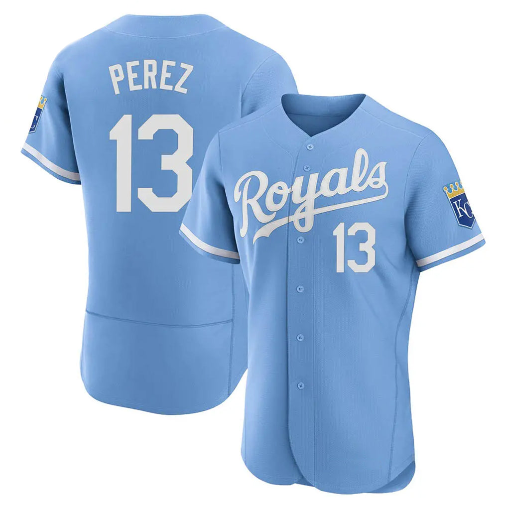 harde KC.Royals #13 Salvador Perez Player Light Blue Alt Limited Elite Home Stitched Jerseys