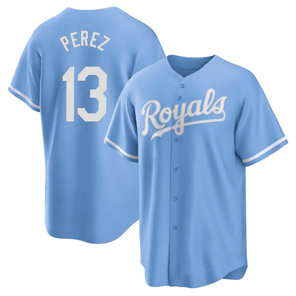 harde KC.Royals #13 Salvador Perez Player Light Blue Home Game Stitched Jerseys