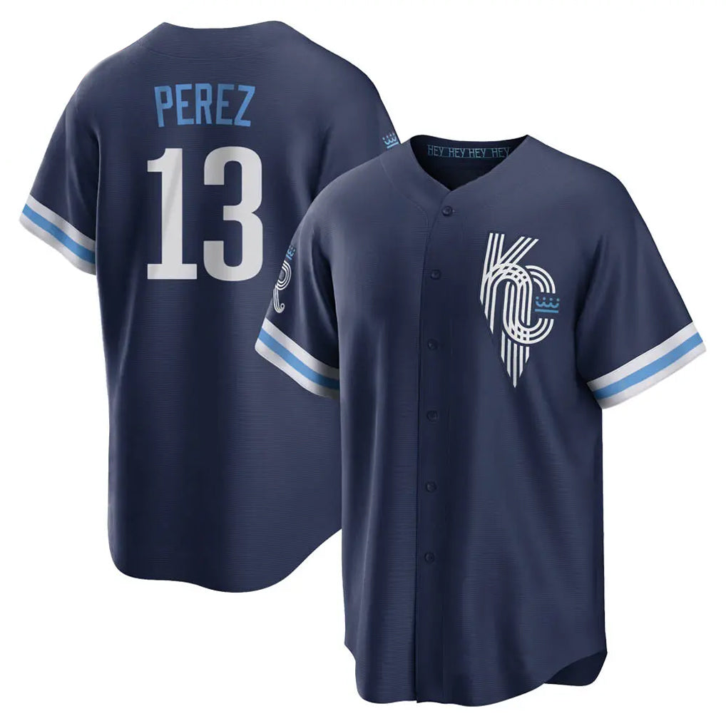 harde KC.Royals #13 Salvador Perez Player Navy City Connect Home Game Stitched Jerseys