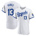 harde KC.Royals #13 Salvador Perez Player White Limited Elite Home Game Stitched Jerseys