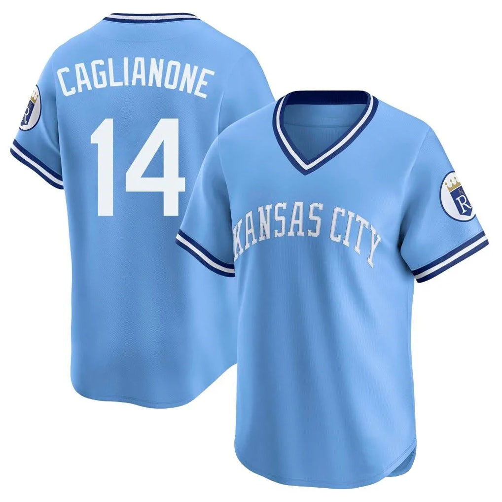 harde KC.Royals #14 Jac Caglianone Player Light Blue Limited Throwback Cooperstown Collection T-shirt Stitched Jerseys