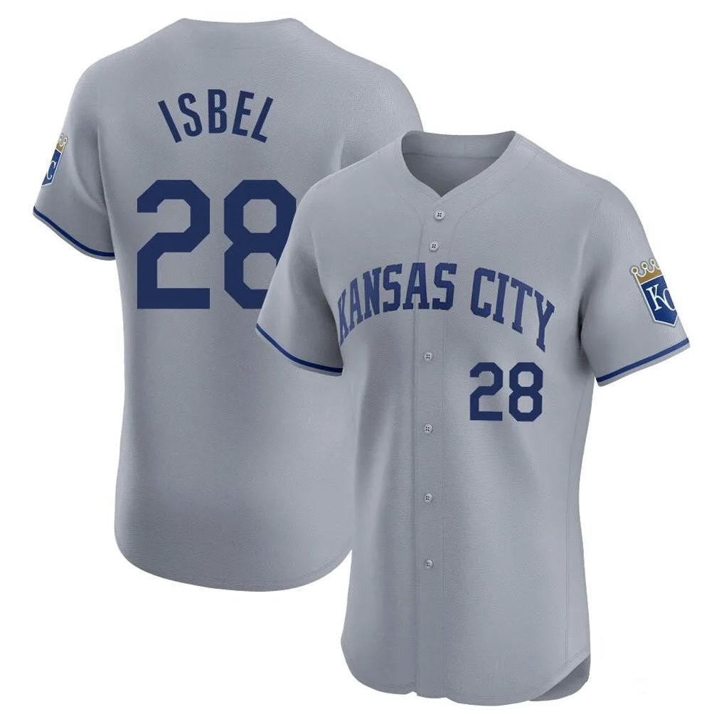 harde KC.Royals #28 Kyle Isbel Player Gray Limited Elite Home Stitched Jerseys