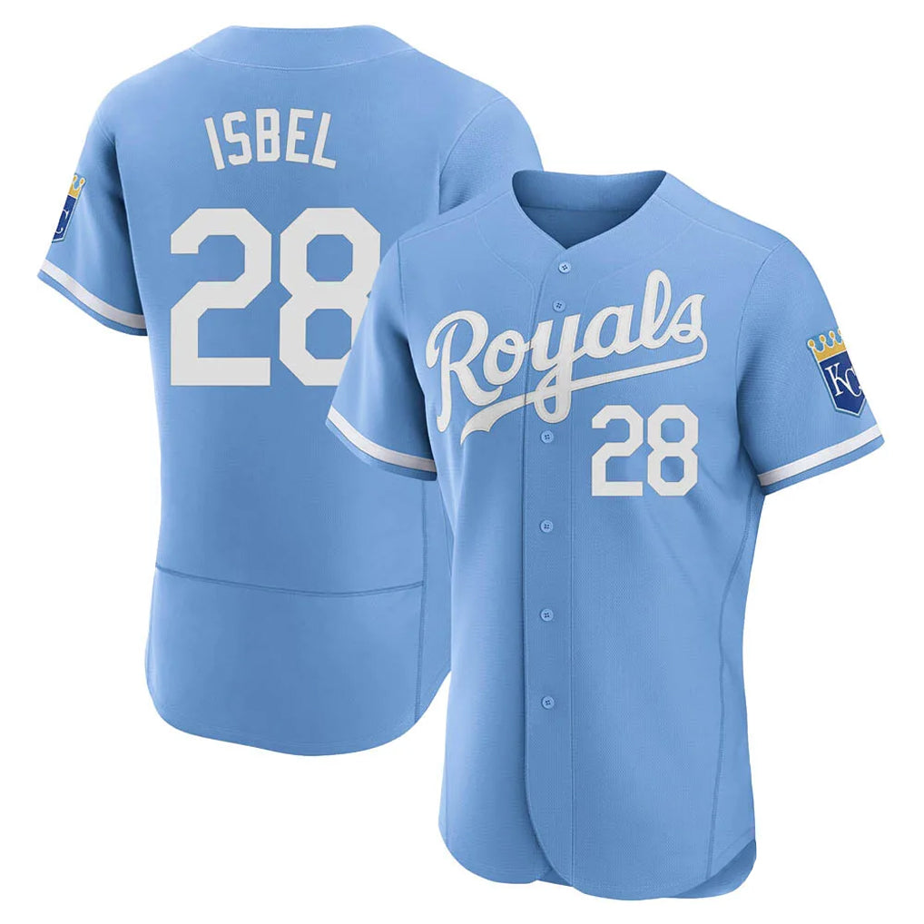 harde KC.Royals #28 Kyle Isbel Player Light Blue Alt Limited Elite Home Stitched Jerseys