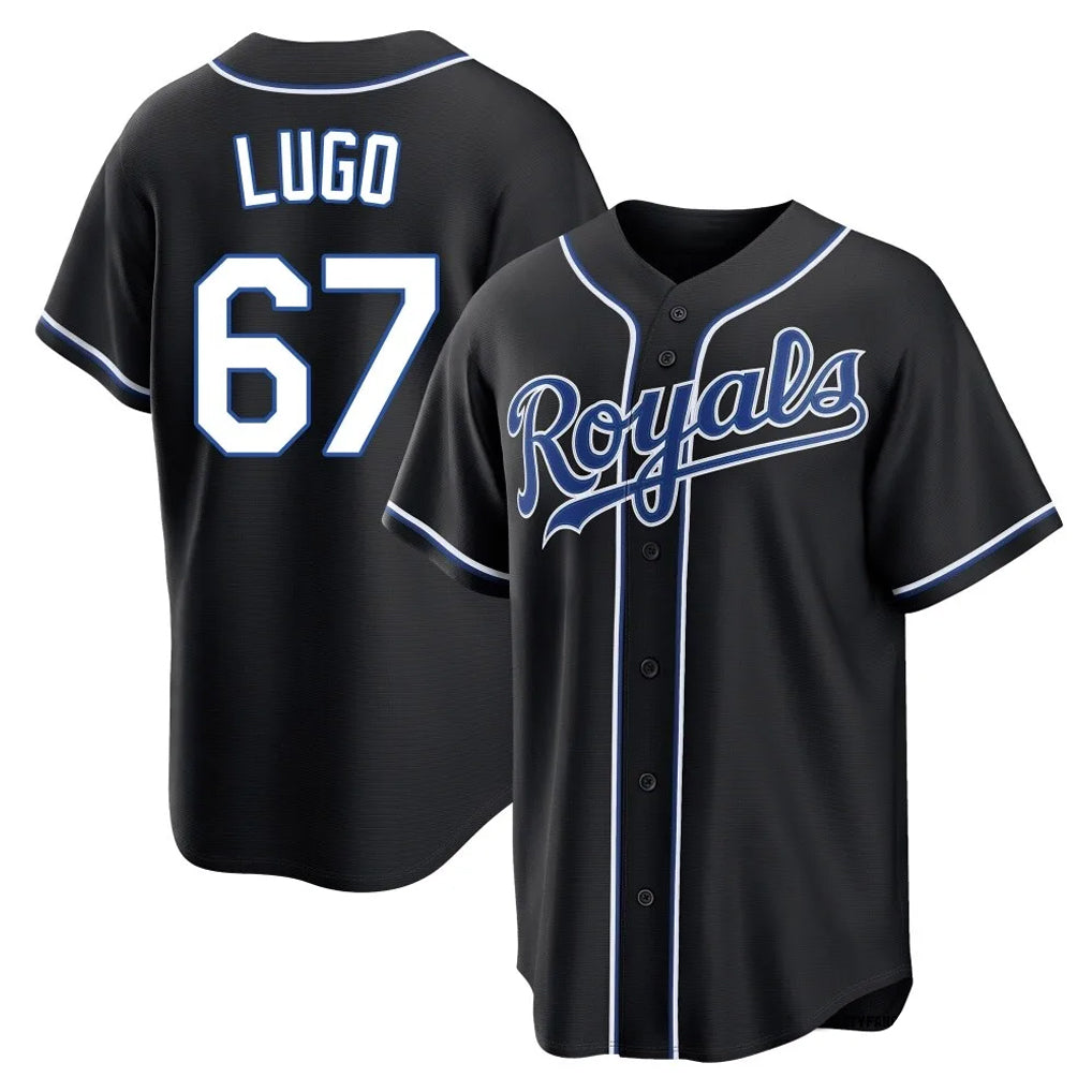 harde KC.Royals #67 Seth Lugo Player Black Carbon Fashion Home Game Stitched Jerseys
