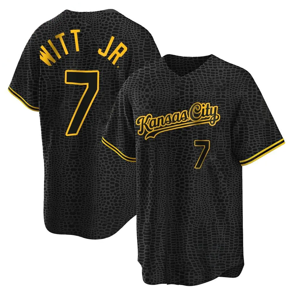 harde KC.Royals #7 Bobby Witt Jr. Player Black Snake Skin City Game Stitched Jerseys