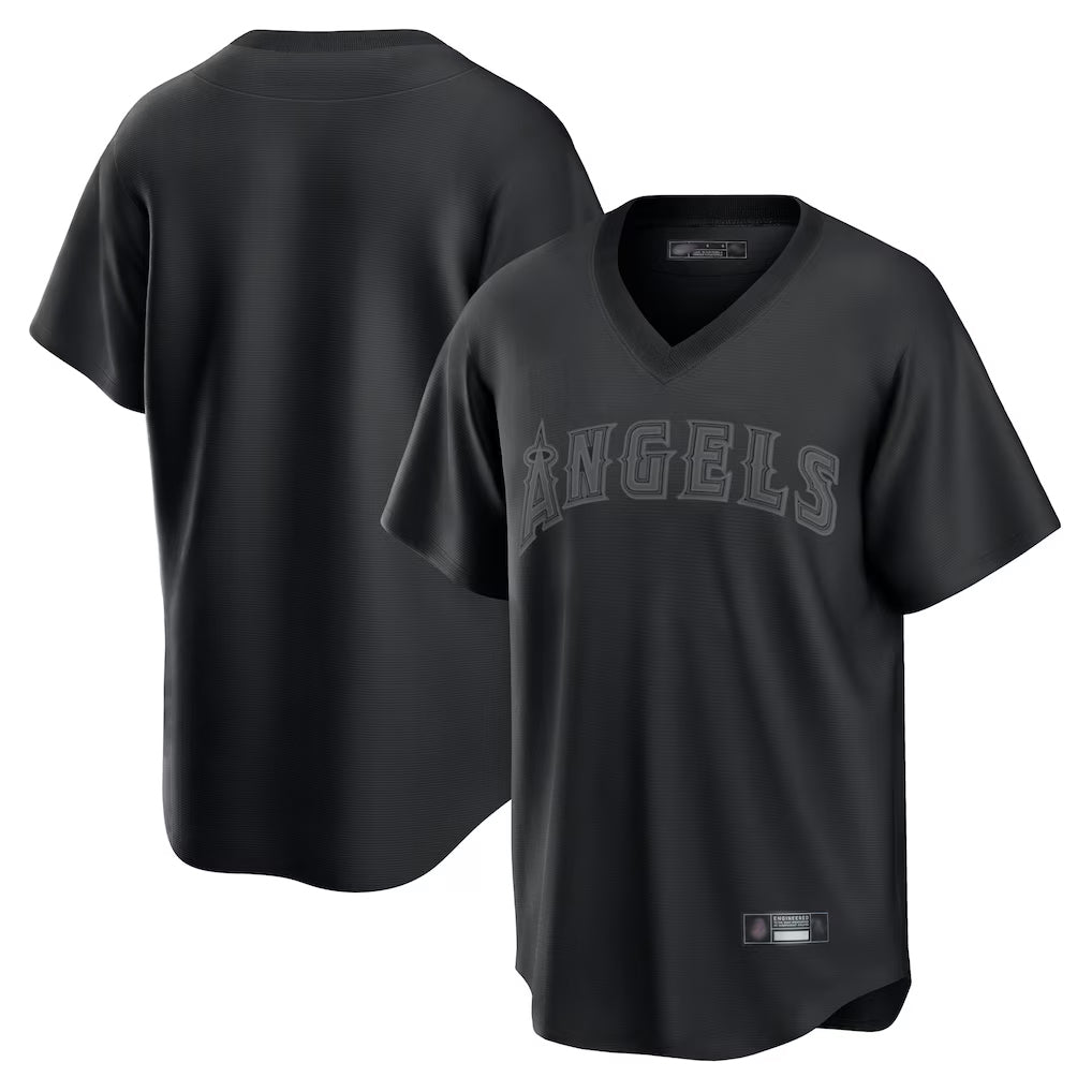 harde LA.Angels Black Pitch Fashion Blank Player T-shirt Stitched Jerseys