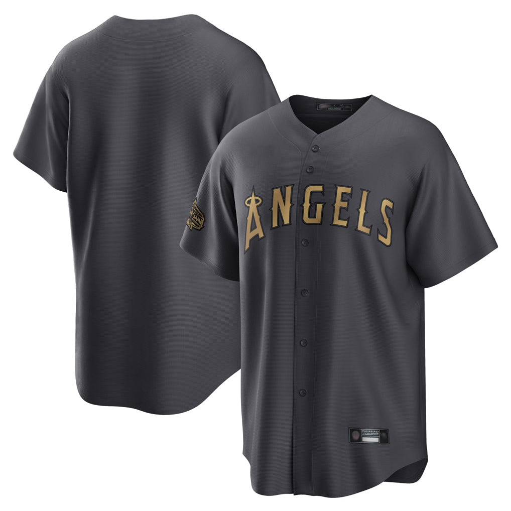 harde LA.Angels Charcoal Game All-Star Blank Player Stitched Jerseys