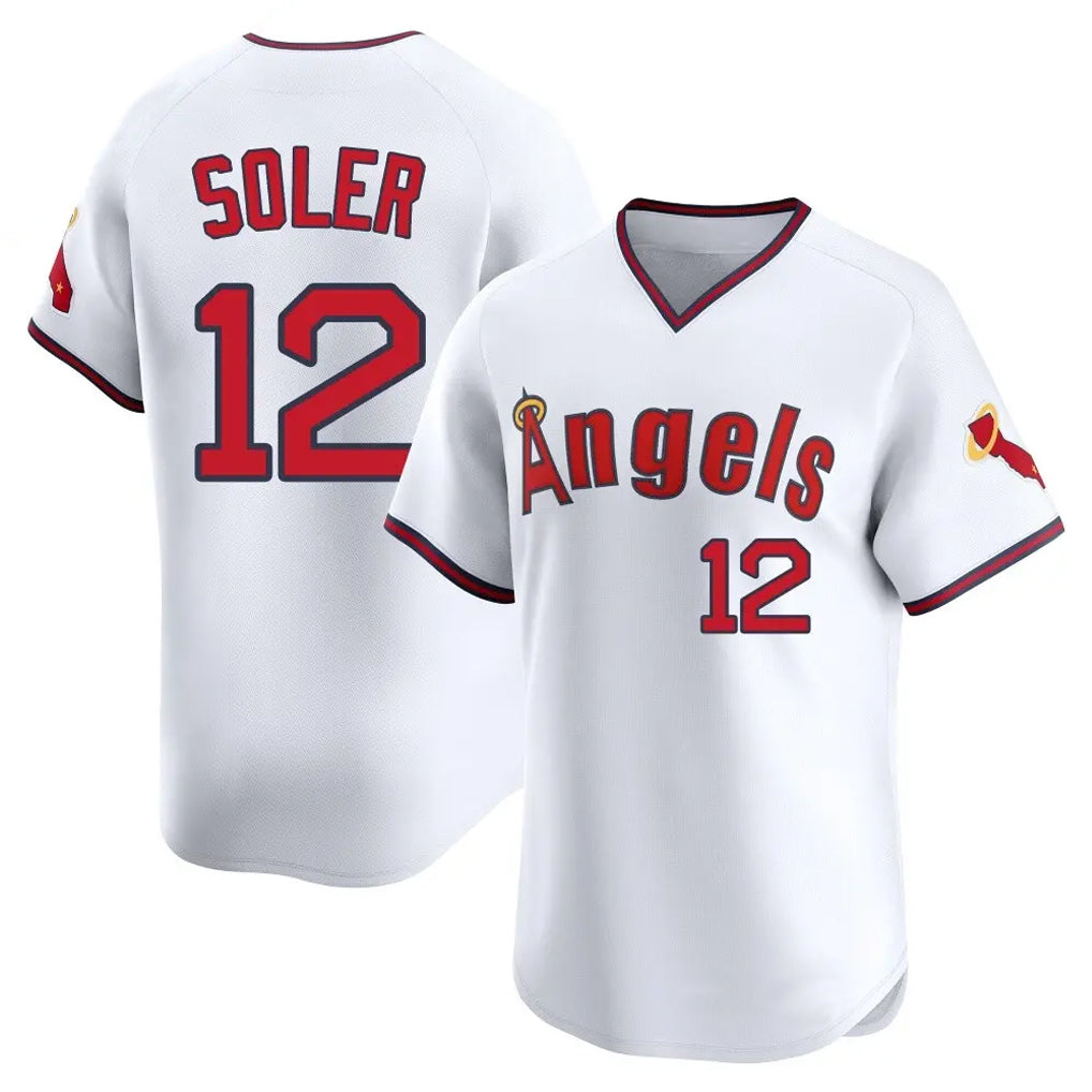 harde LA.Angels #12 Jorge Soler Player White T-shirt Home Limited Stitched Jerseys