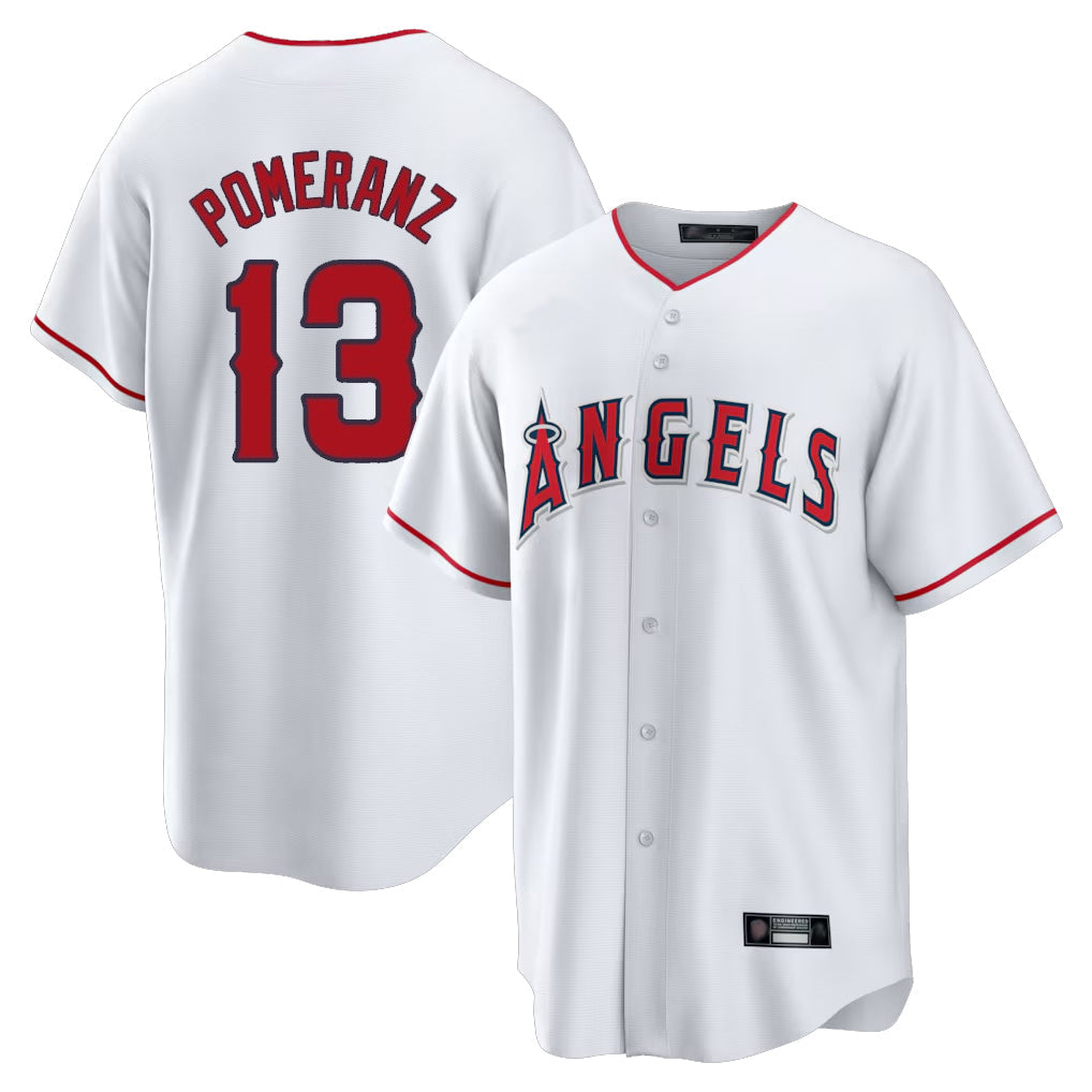 harde LA.Angels #13 Drew Pomeranz Player White Home Game Stitched Jerseys