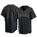 harde LA.Angels #14 Logan O'Hoppe Player Black Pitch Fashion T-shirt Stitched Jerseys
