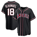 harde LA.Angels #18 Nolan Schanuel Player Black Fashion Out Home Game Stitched Jerseys