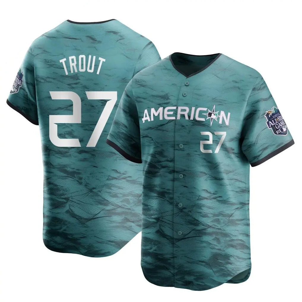 harde LA.Angels #27 Mike Trout Player Teal Limited American League Game Vapor Premier All-Star Stitched Jerseys