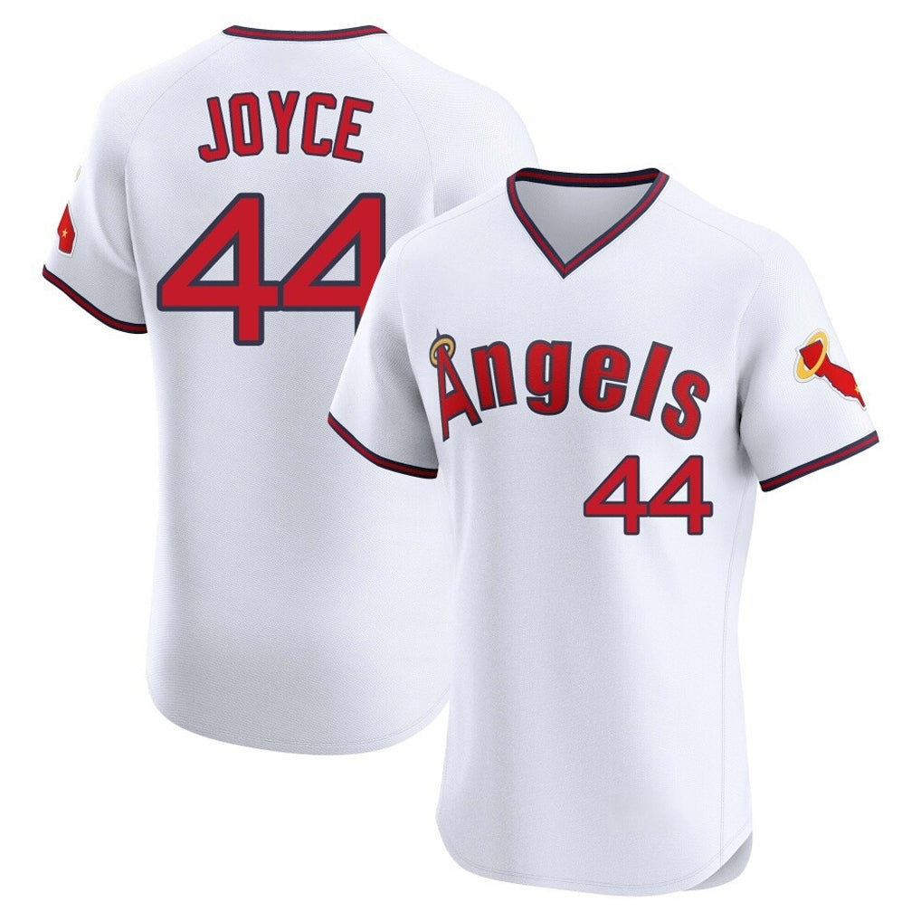 harde LA.Angels #44 Ben Joyce Player White T-shirt Home Limited Elite Stitched Jerseys