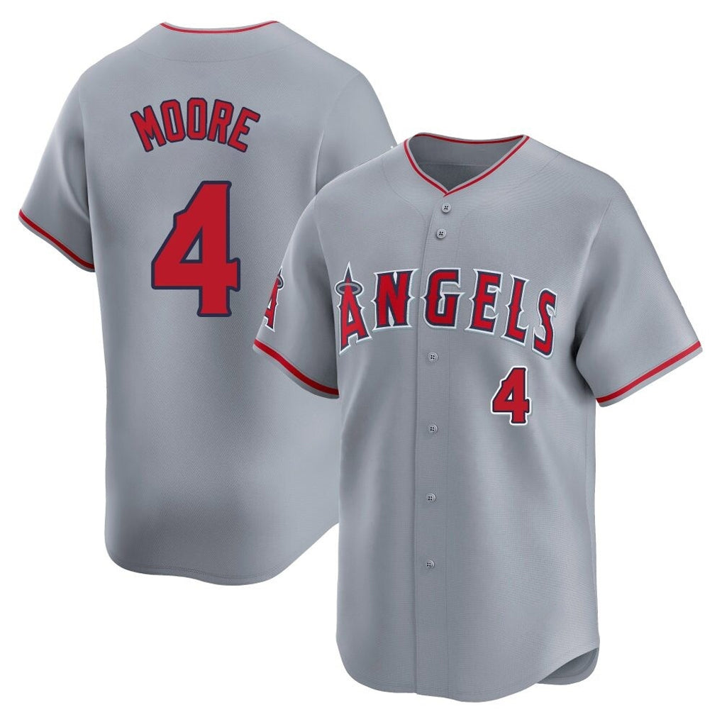 harde LA.Angels #4 Christian Moore Player Gray Home Limited Stitched Jerseys