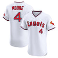 harde LA.Angels #4 Christian Moore Player White T-shirt Home Limited Elite Stitched Jerseys