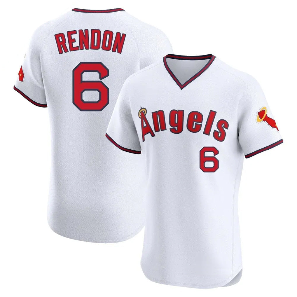 harde LA.Angels #6 Anthony Rendon Player White T-shirt Home Limited Elite Stitched Jerseys
