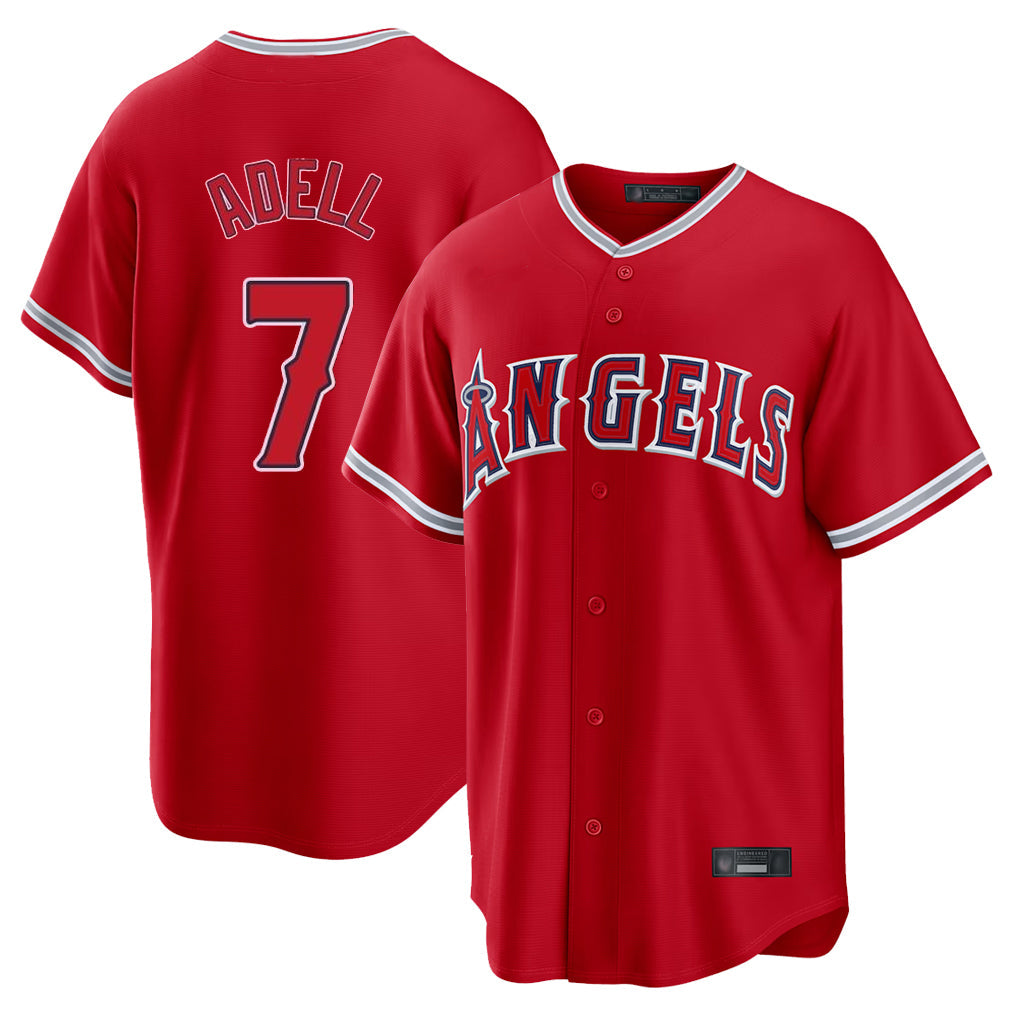 harde LA.Angels #7 Jo Adell Player Red Home Game Stitched Jerseys