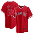 harde LA.Angels #7 Jo Adell Player Red Home Game Stitched Jerseys