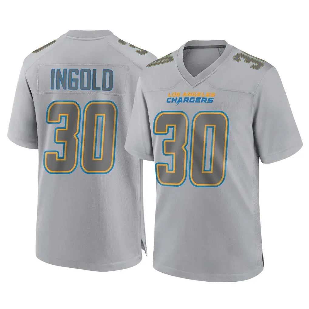 harde LA.Chargers #30 Alec Ingold Player Gray Atmosphere Fashion Home Game Stitched Jerseys