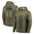 harde LA.Chargers #48 Bud Dupree Player Olive Salute to Service Pullover Hoodies Home Game Stitched Jerseys